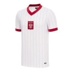 Koszulka piłkarska retro dla dorosłych Polska 1982 - Biała. Białe koszulki sportowe męskie COPA FOOTBALL, s, bez wzorów, z bawełny, bez kołnierzyka, bez ramiączek, do piłki nożnej. Za 300.92 zł.