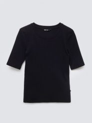 Koszulka damska w prążek czarna Imija 906. Czarne t-shirty damskie Big Star, l, bez wzorów, z dzianiny, biznesowe, bez kołnierzyka. Za 79.99 zł.