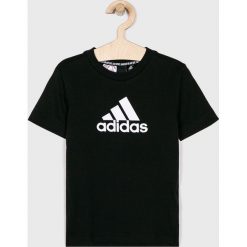 Adidas Performance - T-shirt dziecięcy 110-176 cm. Czarne t-shirty dla chłopców adidas Performance, bez wzorów, z bawełny, bez ramiączek. Za 69.90 zł.