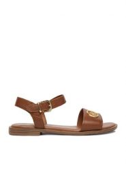 Beverly Hills Polo Club Sandały EO-WI16-BAGA-02 Brązowy. Brązowe sandały damskie Beverly Hills Polo Club, bez wzorów, ze skóry, bez obcasa, na płaskiej podeszwie, bez zapięcia. Za 249.99 zł.