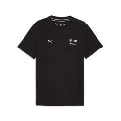 Męska koszulka BMW M MOTORSPORT Essentials PUMA. Czarne koszulki sportowe męskie Puma, l, bez wzorów, bez kołnierzyka, bez ramiączek, do biegania. W wyprzedaży za 114.00 zł.