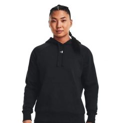Damska Bluza Z Kapturem Rival Fleece Hoodie. Czarne bluzy damskie Under Armour, m, bez wzorów, z bawełny, z kapturem. Za 372.00 zł.