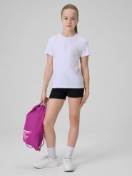 4F Komplet sportowy na WF (koszulka+spodenki+worek) dziewczęcy - multikolor 146/152 (10-12 lat). Spodenki dla dziewczynek 4f, bez wzorów, z bawełny, sportowe. Za 99.99 zł.