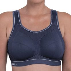 Stanik do biegania extreme control plus z wysoki poziomem podtrzymywania. Czarne biustonosze ANITA ACTIVE, bez wzorów, z elastanu, do biegania. Za 476.00 zł.