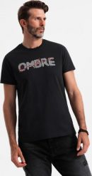 Męski bawełniany t-shirt z podwójnym printowanym logotypem czarny V2 OM-TSPT-0211 XL. Czarne t-shirty męskie Ombre, m, bez wzorów, z bawełny, bez kołnierzyka. Za 164.91 zł.