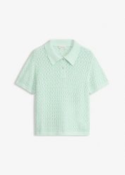 Sweter ażurowy z czystej bawełny. Zielone swetry damskie bonprix, w ażurowe wzory, z bawełny, bez kołnierzyka, bez ramiączek, bez kaptura. Za 97.99 zł.