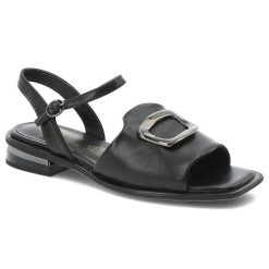 Czarne Sandały S.Barski Eleganckie Obuwie Damskie. Czarne klapki damskie S.BARSKI, z aplikacjami, ze skóry, bez obcasa, na obcasie, bez zapięcia. Za 259.00 zł.