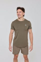 Męski T-shirt Elite Gym Khaki. Brązowe t-shirty męskie OOSC, l, bez wzorów, z materiału, bez kołnierzyka. Za 147.99 zł.