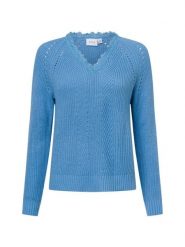 Vila sweter z dzianiny - Vioa Kobiety Sztuczne włókno niebieski, S. Niebieskie swetry damskie Vila, s, bez wzorów, z dzianiny, eleganckie, bez kołnierzyka, bez ramiączek, bez kaptura. Za 159.95 zł.
