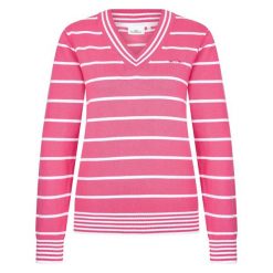 Damski sweter z dzianiny z dekoltem w serek HV Society Manon. Czerwone swetry damskie HV SOCIETY, na zimę, bez wzorów, z bawełny, eleganckie, bez kołnierzyka, bez ramiączek, bez kaptura. Za 416.50 zł.