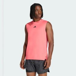 KOSZULKA BEZ RĘKAWÓW D4T POWER 3 STRIPES. Czerwone koszulki sportowe męskie Adidas, l, bez wzorów, z materiału, bez kołnierzyka, bez ramiączek, na fitness i siłownię, climacool (adidas). Za 179.00 zł.