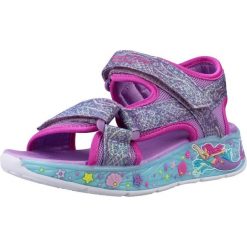 Sandały SKECHERS LIGHTS MERMAID DR Fioletowy. Fioletowe sandały damskie Skechers, bez wzorów, z materiału, bez obcasa, bez zapięcia. Za 190.99 zł.