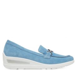 Półbuty Ara. Niebieskie półbuty damskie Ara, bez wzorów, bez obcasa, na koturnie, bez zapięcia. Za 339.99 zł.