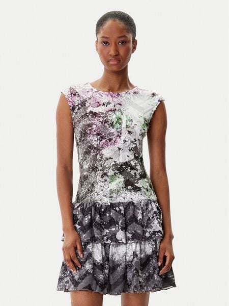 Desigual Sukienka codzienna Grey Lacroix 25WWVK07 Kolorowy Regular Fit. Szare sukienki damskie Desigual, na co dzień, s, bez wzorów, z syntetyku, bez kołnierzyka, bez ramiączek, proste. Za 259.99 zł.