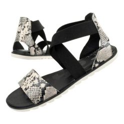 Sandały Sorel Ella Ii Sandal NL4043-010 czarne. Czarne sandały damskie bez wzorów, z gumy, bez obcasa, bez zapięcia. Za 212.19 zł.