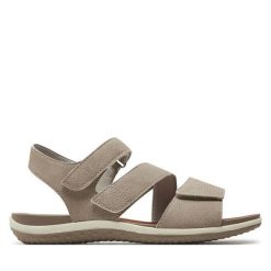 Sandały Geox. Brązowe sandały damskie Geox, bez wzorów, bez obcasa, na płaskiej podeszwie, bez zapięcia. Za 299.99 zł.