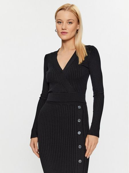 Guess Sweter Lucie W3BR29 Z2V42 Czarny Slim Fit. Czarne swetry damskie Guess, xl, z aplikacjami, z syntetyku, bez kołnierzyka, bez ramiączek, bez kaptura. Za 189.99 zł.