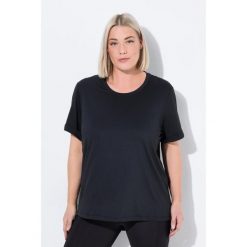 Damskie Koszulka funkcyjna SPF 50+ okrągły dekolt krótki rękaw z recyklingu. Czarne koszulki sportowe damskie Ulla Popken, plus size, bez wzorów, z elastanu, sportowe, bez kołnierzyka. Za 199.99 zł.