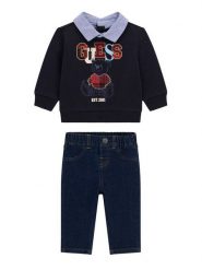 Guess Komplet bluza i spodnie materiałowe I6BG06 K5811 Granatowy Regular Fit. Niebieskie bluzy dla chłopców Guess, z aplikacjami, z bawełny, bez ramiączek, bez kaptura. Za 284.99 zł.