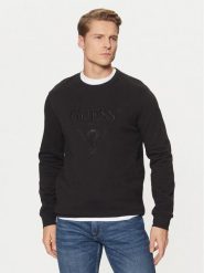 Guess Bluza M5RQ08 KCN01 Czarny Regular Fit. Czarne bluzy męskie Guess, m, z aplikacjami, z bawełny, bez kaptura. Za 209.99 zł.