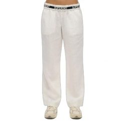 Spodnie damskie z sznurkiem wykonane z lnu Superdry. Białe spodnie materiałowe damskie Superdry., m, bez wzorów. Za 384.60 zł.