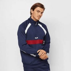 Męska bluza Fila Men Oligert Half Zip Top 687237-A082. Niebieskie bluzy męskie Fila, m, bez wzorów, z bawełny, bez kaptura, na fitness i siłownię. Za 220.26 zł.