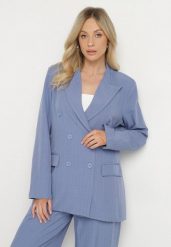 Niebieska Marynarka Dwurzędowa z Wiskozą i Usztywnianymi Ramionami Elliovae. Niebieskie żakiety damskie Born2be, l, bez wzorów, z jeansu, eleganckie. Za 149.99 zł.