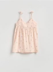 Muślinowa koszula nocna - brzoskwiniowy. Pomarańczowe koszule nocne damskie Reserved, l, bez wzorów, z bawełny. Za 89.99 zł.