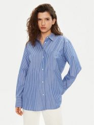 Tommy Hilfiger Koszula WW0WW45612 Niebieski Relaxed Fit. Niebieskie bluzki damskie Tommy Hilfiger, bez wzorów, z bawełny, bez kołnierzyka, bez ramiączek. Za 299.99 zł.