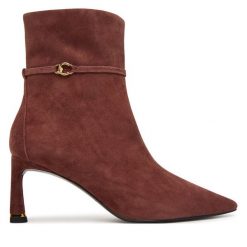 Botki Coccinelle. Brązowe botki damskie Coccinelle, bez obcasa, na słupku, bez zapięcia. Za 1,299.00 zł.