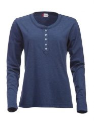 Clique Orlando Women Koszulka z długim rękawem z listwą na guziki. Niebieskie t-shirty damskie CLIQUE, l, bez wzorów, z bawełny, bez kołnierzyka. Za 135.15 zł.