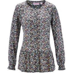 Bluzka z baskinką, długi rękaw, z kolekcji Maite Kelly bonprix czarny w kwiaty. Bluzki damskie marki bonprix. Za 49.99 zł.