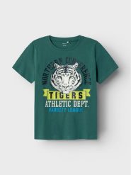 NAME IT T-Shirt Berte 13226107 Zielony Regular Fit. Zielone t-shirty dla chłopców Name it, bez wzorów, z bawełny, bez ramiączek. Za 29.99 zł.