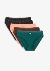 Figi z koronką (5 szt.). Czarne figi damskie bonprix, bez wzorów, z koronki. Za 74.99 zł.