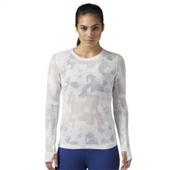 Koszulka treningowa damska Reebok BR2653. Białe koszulki sportowe damskie Reebok, l, bez wzorów, z materiału, sportowe, bez kołnierzyka. Za 201.00 zł.