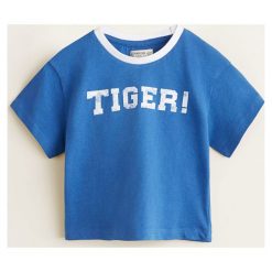 Mango Kids - T-shirt dziecięcy Back 80-104 cm. Niebieskie t-shirty dla chłopców Mango Kids, bez wzorów, z bawełny, bez ramiączek. W wyprzedaży za 15.90 zł.