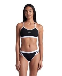 Strój kąpielowy dwuczęściowy damski Arena Icons Bikini Cross Back Solid. Czarne bikini damskie Arena, uniwersalny, bez wzorów, z materiału, eleganckie, do pływania. Za 266.19 zł.