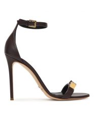 Elisabetta Franchi Sandały SA12L61E2 Brązowy. Brązowe sandały damskie Elisabetta Franchi, bez wzorów, ze skóry, bez obcasa, na szpilce, bez zapięcia. Za 2,729.00 zł.