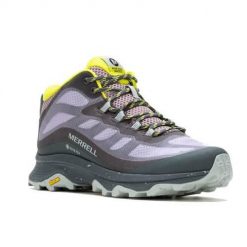 Buty trekkingowe damskie Merrell Moab Speed Mid Gtx. Szare obuwie sportowe damskie Merrell, bez wzorów, z materiału, trekkingowe. Za 665.00 zł.
