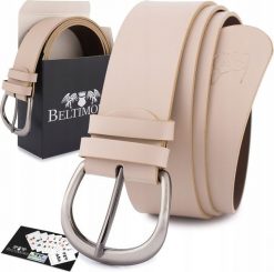 Beltimore Skórzany pasek damski do spodni sukienki cielisty skóra nat 4 cm Beltimore D88 : Kolory - ecru, kremowy, Rozmiar pasków - r.80-95 cm NoSize. Białe sukienki damskie Beltimore, bez wzorów, ze skóry, bez kołnierzyka, bez ramiączek. Za 49.99 zł.