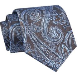 Krawat - ALTIES - Niebieski Wzór na Brązowym Tle. Niebieskie krawaty i muchy Alties, bez wzorów, z tkaniny, eleganckie. Za 49.00 zł.