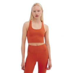 Biustonosz dla kobiet Girlfriend Collective Paloma. Brązowe biustonosze GIRLFRIEND COLLECTIVE, bez wzorów, z materiału. Za 253.50 zł.