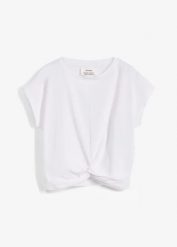 Krótki T-shirt z czystej bawełny organicznej. Brązowe bluzki damskie bonprix, bez wzorów, z bawełny, bez kołnierzyka, bez ramiączek. Za 54.99 zł.
