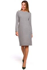Szara Dzianinowa Prosta Sukienka przed Kolano. Szare sukienki damskie MOE, na co dzień, l, bez wzorów, z bawełny, bez kołnierzyka, bez ramiączek. Za 219.90 zł.