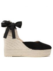 Manebi Espadryle Wedge Espadrilles K 1.0 WV Czarny. Czarne sandały damskie Manebi, bez wzorów, ze skóry, bez obcasa, bez zapięcia. Za 489.99 zł.