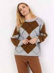 Soyaconcept® sweter z dzianiny z zawartością wełny - SC-Acacie 1 Kobiety szary|brązowy|czarny, M. Brązowe swetry damskie m, bez wzorów, z dzianiny, bez kołnierzyka, bez ramiączek, bez kaptura. Za 229.95 zł.