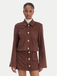 Bardot Koszula Lorenzo 59668TB1 Brązowy Boxy Fit. Brązowe bluzki damskie Bardot, bez wzorów, ze skóry, bez kołnierzyka, bez ramiączek. Za 489.99 zł.