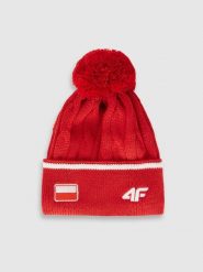 4F Czapka zimowa z wełną merino uniseks - czerwona S. Czerwone czapki i kapelusze męskie 4f, na zimę, bez wzorów, z wełny, klasyczne. Za 99.99 zł.