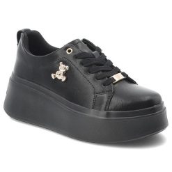 Sneakersy damskie Filippo, wykonane ze skóry naturalnej fason na wysokiej platformie, czarne, DP6246/26 BK. Czarne półbuty damskie Filippo, z aplikacjami, ze skóry, eleganckie, bez obcasa, na platformie, bez zapięcia. Za 186.90 zł.