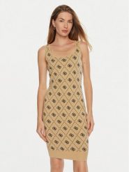 Guess Sukienka dzianinowa Sarah W4BK98 Z3JD2 Beżowy Slim Fit. Brązowe sukienki damskie Guess, s, z aplikacjami, z dzianiny, bez kołnierzyka, bez ramiączek. Za 289.99 zł.